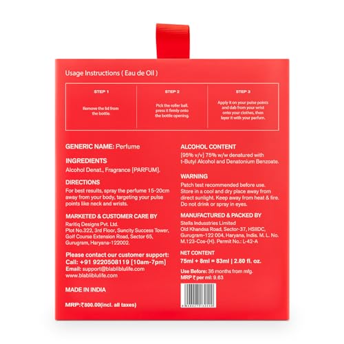 Image of BLABLIBLU Love Drunk Two Scents Unisex Perfume Set (75ml + 8ml) | Perfume & Eau De Oil | Long Lasting Spicy, Woody & Aromatic Fragrance | Candied Nuts, Cinnamon & Dates
