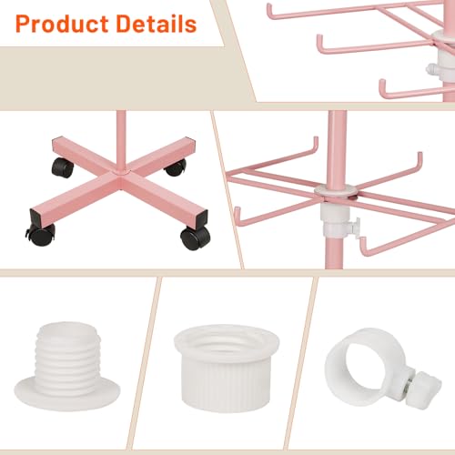 Image of Flenpptly Retail Display Stand Rotating Display Stand 4 Tier Spinning Display Stand for Craft Shows, Jewelry, Keychain, Earring Adjustable Height Retail Display Racks (Pink)