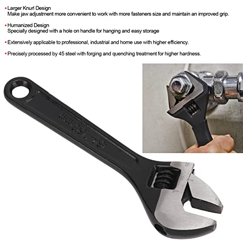 Yctze Jaw Adjustable Wrench, 45 Steel Larger Knurl Hanging Hole Crescent Wrenches for Home Industrial (8 inches) - Image 3