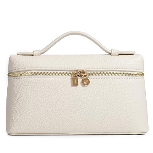 Rejolly Bolsa tiracolo feminina pequena com alça superior bolsa de ombro designer bolsa de ombro silenciosa luxuosa bolsa moderna de couro, Branco creme