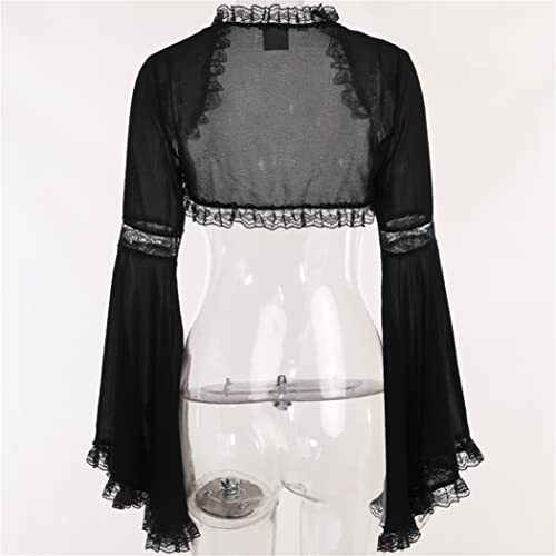 Image of Bolero Shrug Top Trad Goth Black Shawls and Wraps for Evening Dresses Short Cardigan