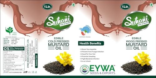 Image of Organic Black Mustard Oil (1 Liter) Cold Pressed /Wood Pressed Oil | sarso /Mustard kachi Ghani ka tel by (Suhani) Eywa