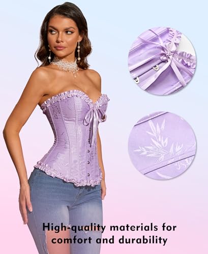 SZIVYSHI Corset Tops for Women, Bustier Shapewear Lingerie, Lace Waist Push Up Bodysuit