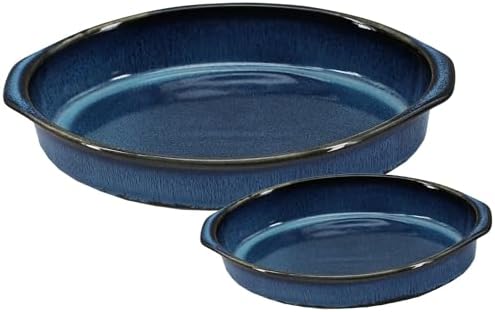 Emeril Lagasse 2-Piece Oval Stoneware Baking Dish Set - Versatile 1 & 2 Qt, for Baking, Perfect Casseroles, Roasts, Cake, Lasagna Pan, Microwave, Oven, Dishwasher, and Freezer Safe, S-803-2S-AZ - Thumbnail 2