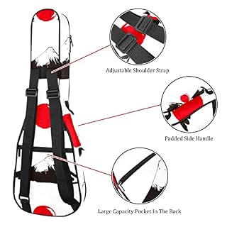 Housse de ukulélé japonaise avec motif soleil rouge Fuji Housse de transport pour ukulélé avec sangle réglable – Image 3