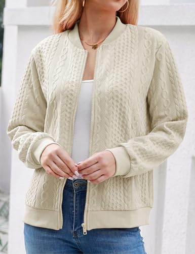 Image of Larmliss Women's Zip Up Cardigan Sweater Hoodies Long Sleeve Jacket Crewneck Casual Outerwear Spring Fall Trendy Coat Outfits
