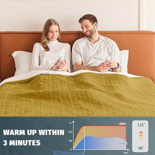 King Size Heated Electric Blanket - 90" x 108" with Dual Control, 10 Heating Levels & 8 Hours Auto Off, Soft Warm Flannel Gifts with Over-Heat Protection, ETL & FCC Certified
