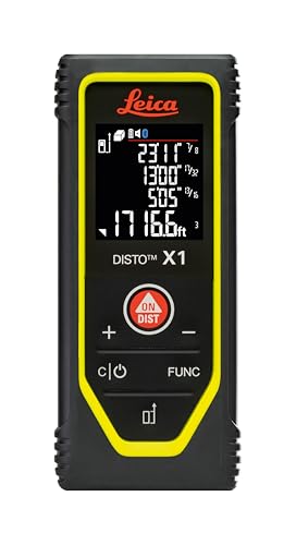 Image of Leica Disto X1 - Range 330 ft, Bluetooth 4.2 and NFC Data Transfer, add and Subtract, Volume, 4-line Display, IP 65 dust and waterjet Protection and 6 ft Drop Tested, Hand Loop, Pouch.