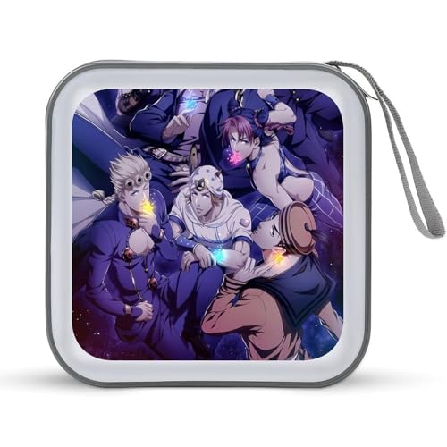 ジョジョの奇妙な冒険 CDケース プラケース DVD収納ケース CD収納ボックス ディスクケース 防水 メディアケース 大容量 40枚収納 小型 持ち運び便利 薄型 ファスナー付 旅行