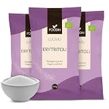 FOODIN Bio Erythrit 600g (3x200g) – Kalorienfreier Zuckerersatz, 0 Kalorien, Niedriger GI, Vegan, Glutenfrei & GMO-frei – Natürlicher Süßstoff für Backen, Kaffee, Desserts – Ideal für Diabetiker