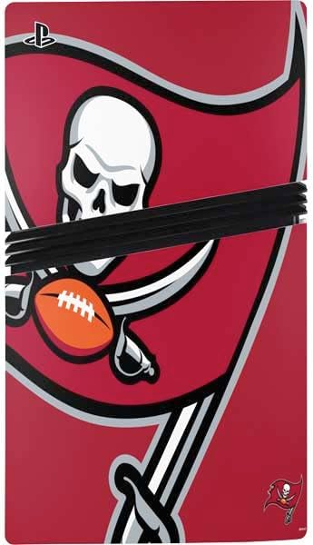 Skinit Decal Gaming Skin Compatible with PS5 Pro Disk Console - Officially Licensed NFL Tampa Bay Buccaneers Large Logo Design