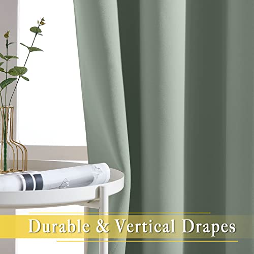 NICETOWN Sage Green Sliding Glass Door Curtain, Grommet Thermal Insulated Blackout Curtain Room Divider Sound Reducing Window Treatment for Kids Room/Bedroom, 1 Panel, W80 x L108