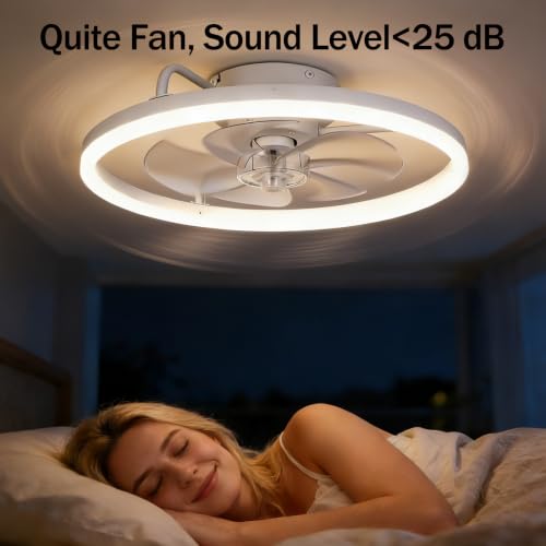 TCL 24 Inch Low Profile Ceiling Fan with Light, White - image 6