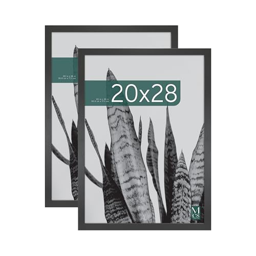 MCS Studio Gallery 20x28 Poster Frame Black Woodgrain, Vertical & Horizontal Wall Hanging Large Picture Frame for Photos, Posters & Art Prints (2-Pack)