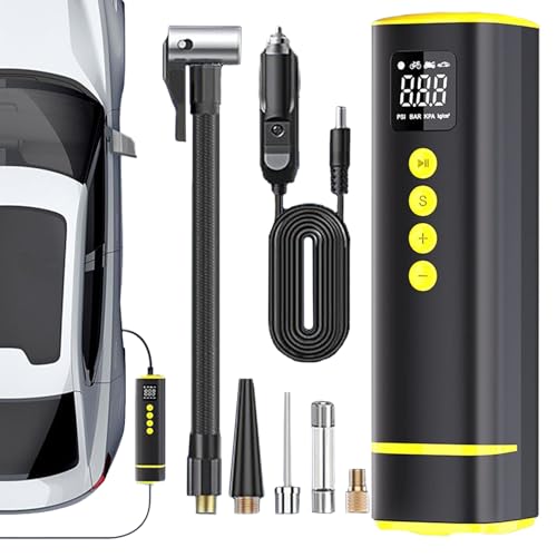 Derwrtup Compresor de aire – Bomba de aire para neumáticos de coche – 10 bar inalámbrico compresor de presión de neumáticos para coche, moto, bicicleta, camión, pelotas deportivas