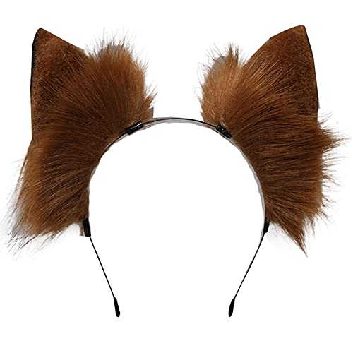 Image of VIGVAN Handmade Wolf Fox Ears Animal Cosplay Cute Head Accessories for Halloween