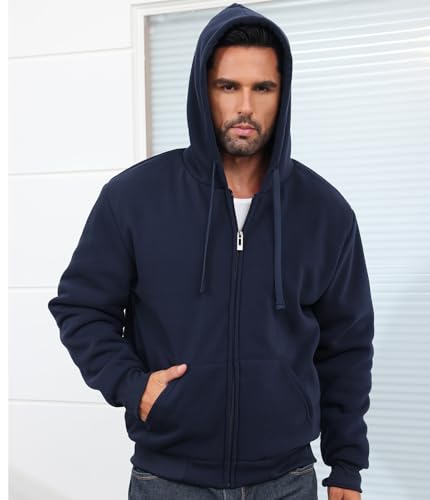 Men’s Full Zip Up Hoodies Sherpa Fleece Lined Hoodie Heavyweight Thick Flannel Jacket Heavy Warm Winter Coat4
