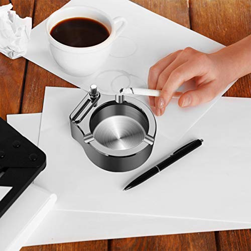 Retro Metal Ashtray Ten Thousand Match Lighter Multifunction Ashtray Collectible Ashtray for Men Smokers Gifts Simple Stylish Ashtray with Ten Thousand Match Lighter (Black Silver) - Thumbnail 2