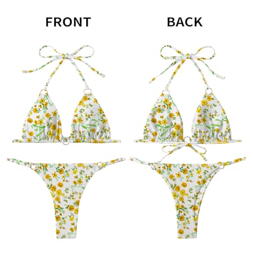 Image of MIKETAI Sexy Bikinis for Women 2 Piece Bikini Spaghetti Strap Swimsuits Solid Color Bathing Swimwear Triangle Bathing Suit