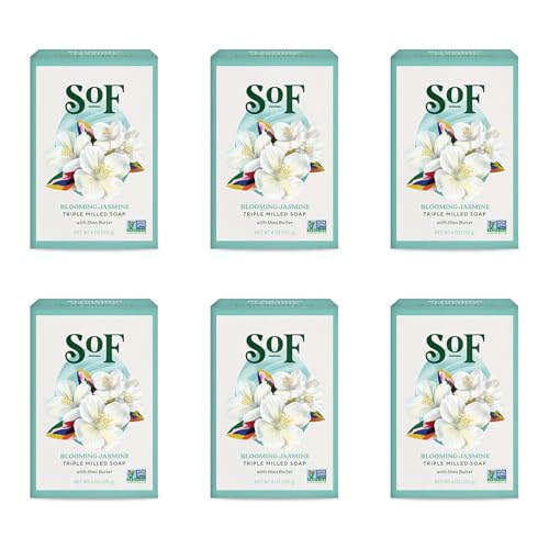 SoF Triple Milled Bar Soap, Jasmine, 6 oz, 6 Bars