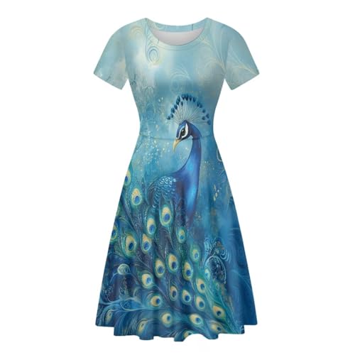 Image of Biyejit Women's Summer Casual Short Sleeve T-Shirt Swing Dress Crew Neck Plus Size S-4XL