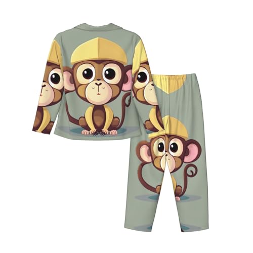 Pyjama imprimé singe mignon EdWal pour cocooning et nuits douces de week-end - 2