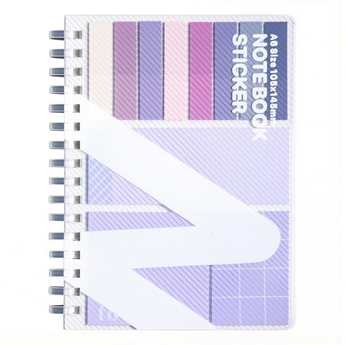 Sticky Notes Set with PU Cover Portable Memo Pads Reusable 8-Color Index Tabs & 3-Color Sticky Notes & 60-Page Notepad for Office School Self-Stick Notes for Books Folders Student Supplies (Purple)