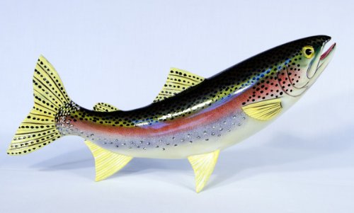 Lx Handpainted Rainbow Trout Statue Game Fish Replica 18" #TOP1