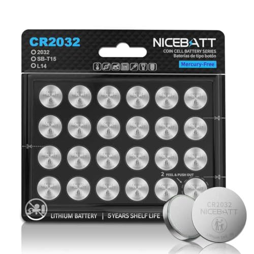 NICEBATT CR2032 Batteries 24 Pack, Long Lasting Power for AirTag, Car Remote Key Fob, 3V Lithium...
