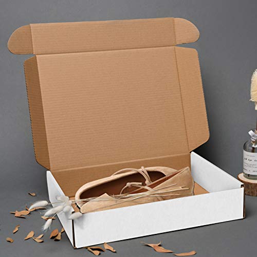 HORLIMER 13x10x2 inches Shipping Boxes Set of 25, White Corrugated Cardboard Box Literature Mailer