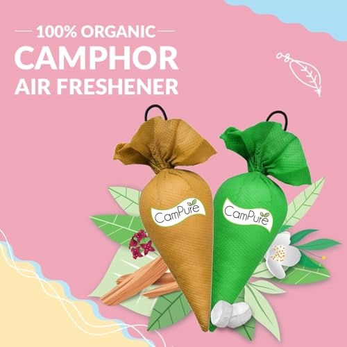 Image of CamPure Camphor Cone (1 Jasmine + 1 Sandalwood) Pack Of 2-100% Organic | Air Freshener For Car, Wardrobe, Office Cabin's, Drawers, Travel Bag & Bathroom