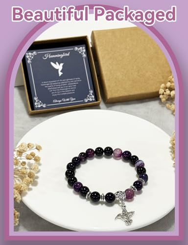 Hummingbird Gifts for Women, Motivational Gifts for Mom, Mothers Day Hummingbird Bracelet, Strength Bracelets for Women, Gifts for Her, Anxiety Bracelet, Stretch Natural Stone Beaded Bracelets4