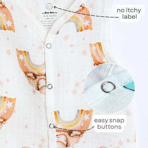Image of The Boo Boo Club Organic Cotton Baby Jhabla | Pack of 4 Newborn Sleeveless Jabla | Newborn Infant Summer Wear | Soft & Breathable Muslin Fabric | Easy Button Closure Vest