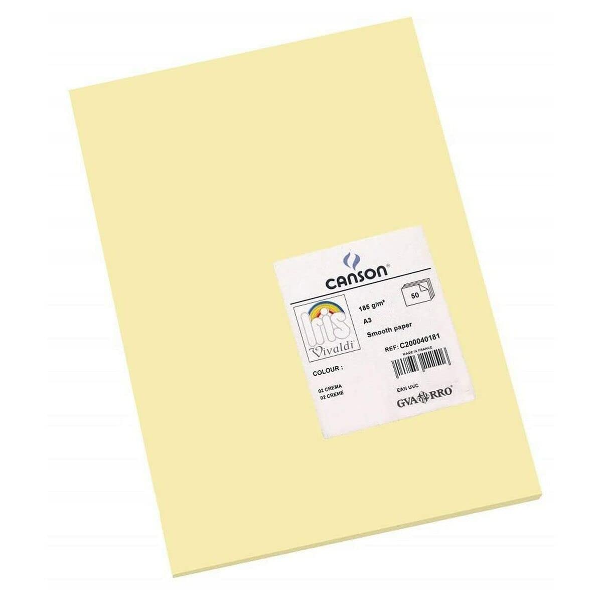 Canson Iris Vivaldi A3 185 GSM Smooth Colour Paper - Cream (Pack of 50 Sheets)