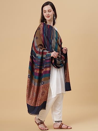 Zamour Women Jacquard Weave Large Shawl Wrap in Soft Material 40x80 inches in Black2