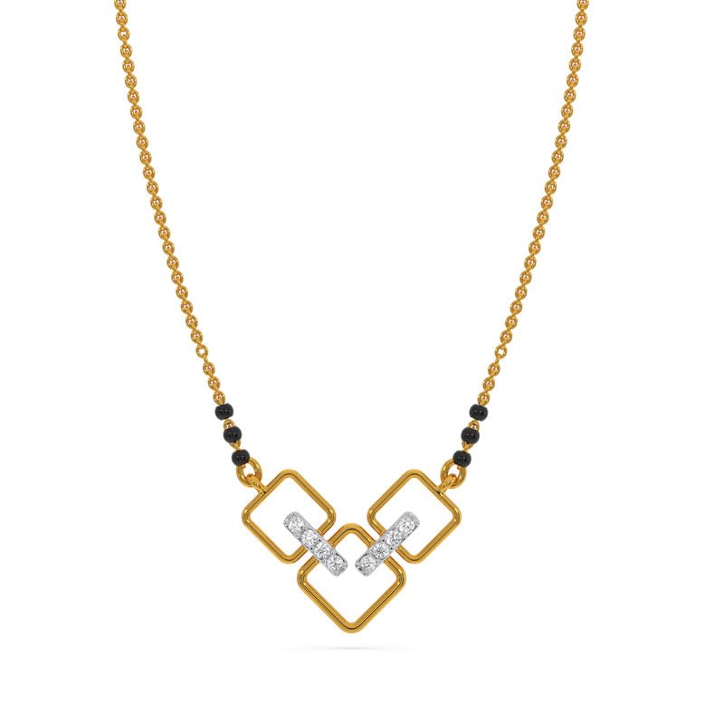 Image of KISNA JEWELS 14K BIS Hallmark Pure Rose Gold & SI Real Diamond Mangalsutra For Women