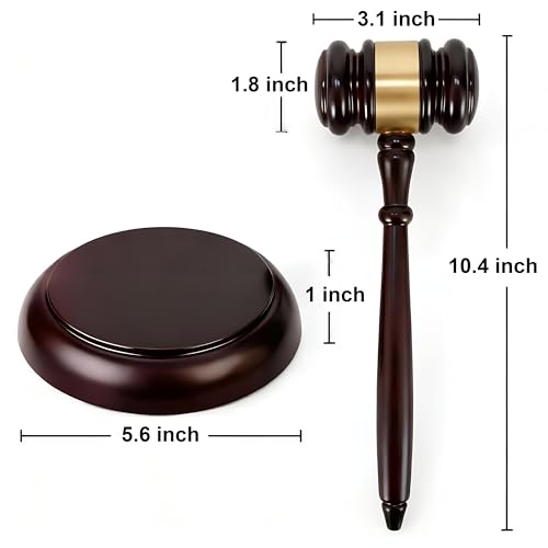 Image of Wooden Gavel with Sound Block Set, Solid Wood Judge Gavel Set, Loud Clear Strike for Meetings, Auctions, Gift, HOA & Mock Trials (Pack of 2)