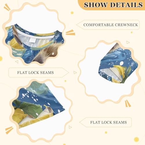 Capybaras with Lemon Boys Rash Guard Long Sleeve UPF 50+ Boys Swim Shirt Quick Dry Shirt for 3-12 Years3