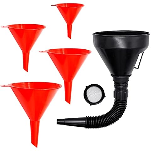 Large Car Funnel for Petrol, LONTOM Car 2 In 1 Large Funnel, Universal Funnel 1.2 Liters, Household, Workshop, Funnel for Petrol, Retractable curved Plastic Funnel Cover