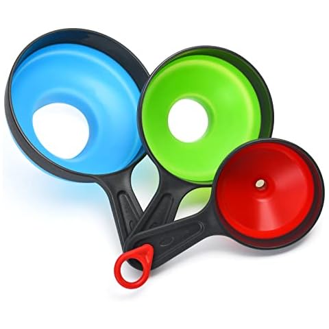 Food Grade Silicone Collapsible Funnel Set (3 Pack) Cover