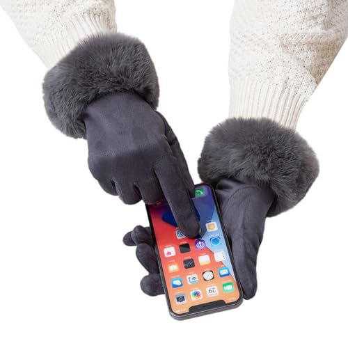 Guantes de invierno para mujer ideales para paseos al aire libre con forro cálido de ante