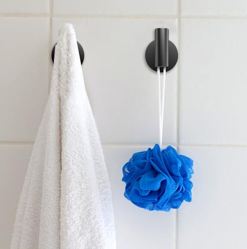 Towel-Hooks-Bathroom-Coat-Hook-Robe-Hook-Stainless-Steel-Heavy-Duty-Door-Hanger-Towel-Robe-Clothes-Cabinet-Closet-Sponges-Wall-Hook-for-Bathroom-Bedroom-Kitchen-Hotel-Pool-4-Packs-Matte-Black