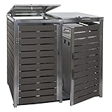 XL 2er/4er Mülltonnenverkleidung HWC-K14, Mülltonnenbox, 117x144x102cm WPC Edelstahl 88kg - anthrazit