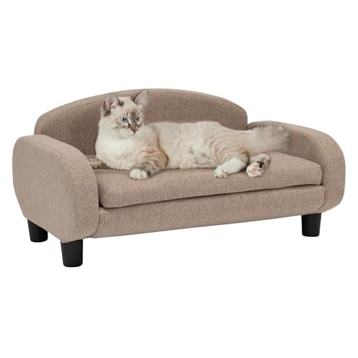 Paws & Purrs Modern Pet Sofa 31.5" Wide Low Back Lounging Bed with Removable Mattress Cover in Espresso/Sand