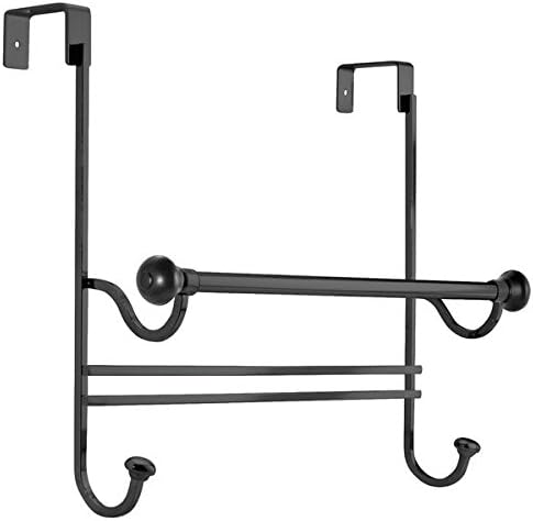 iDesign InterDesign Shower Door Hooks for Bathroom Storage-Matte/Black York OSD Towel Rack Combo