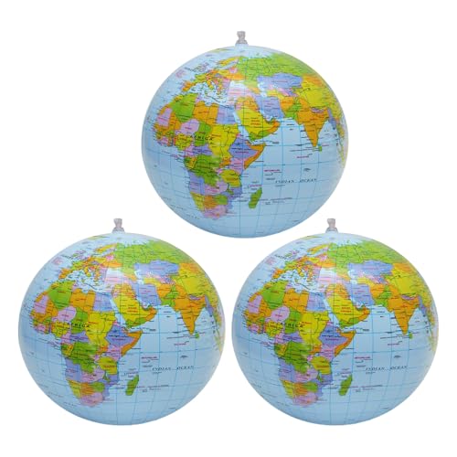 HORIALENCE 5 globos terráqueos inflables de 16 pulgadas para aulas escolares, con mapa de la Tierra, ideales para piscinas. Son juguetes flotantes y de rebote. Fabricados en PVC. Globo terráqueo