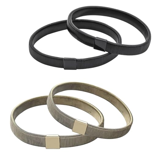 ATCYMI 2 Pairs Sleeve Garters for Women Men Adjustable Elastic Arm Bands for Shirts Long Sleeve Holders Anti-Slip Armband, Black+Bronze