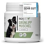 TESTURTEIL SEHR GUT 2026 ReaVET Grünlippmuschel Extrakt Pulver 100g für Hunde & Katzen | Grünlippmuschelpulver Hund hochdosiert | nach behandelter Arthrose Arthritis