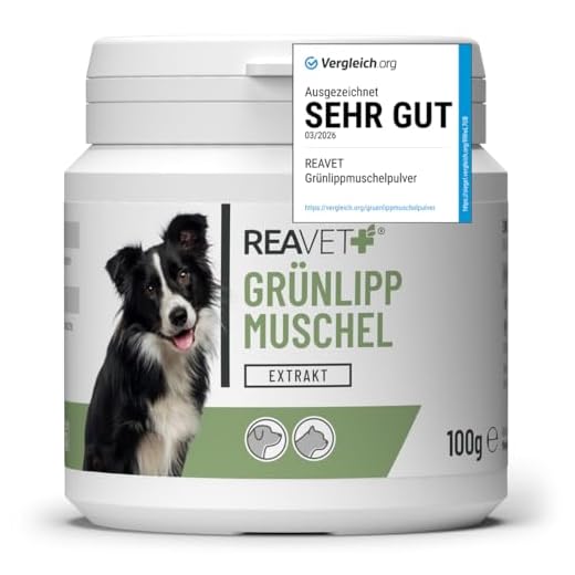 ReaVET Polvo de extracto de mejillón de labios verdes, 100 g, para perros y gatos, polvo de mejillón de labios verdes, alta dosis después de la artrosis tratada artritis