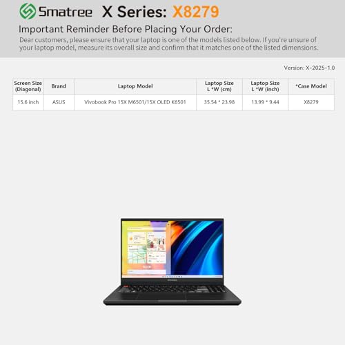 Image of Smatree Hard EVA Protective Sleeve Case Compatible for 15.6 inch ASUS Vivobook Pro 15X M6501 /15X OLED K6501, Anti-Shock and Waterproof Laptop Case, Green (X8279G)